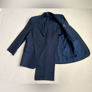 Bhambi’s Bespoke Navy Pinstripe 3-Button Suit 46L Custom Fit EUC